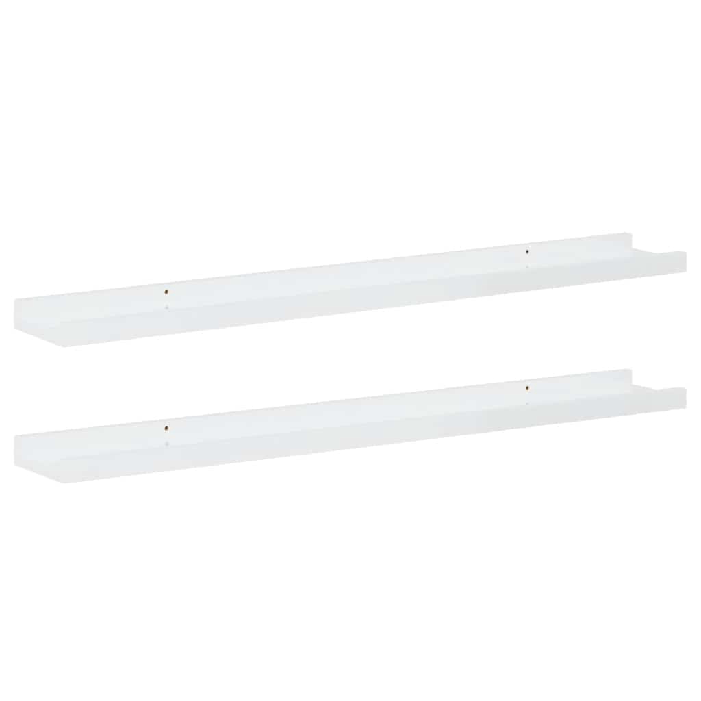 vidaXL Vägghyllor 2 st vit högglans 80x9x3 cm