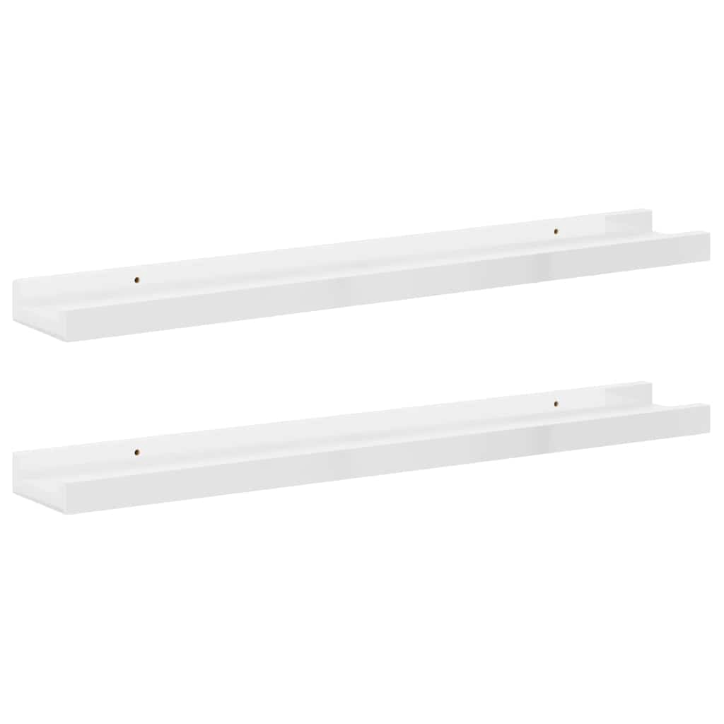 vidaXL Vägghyllor 2 st vit högglans 60x9x3 cm