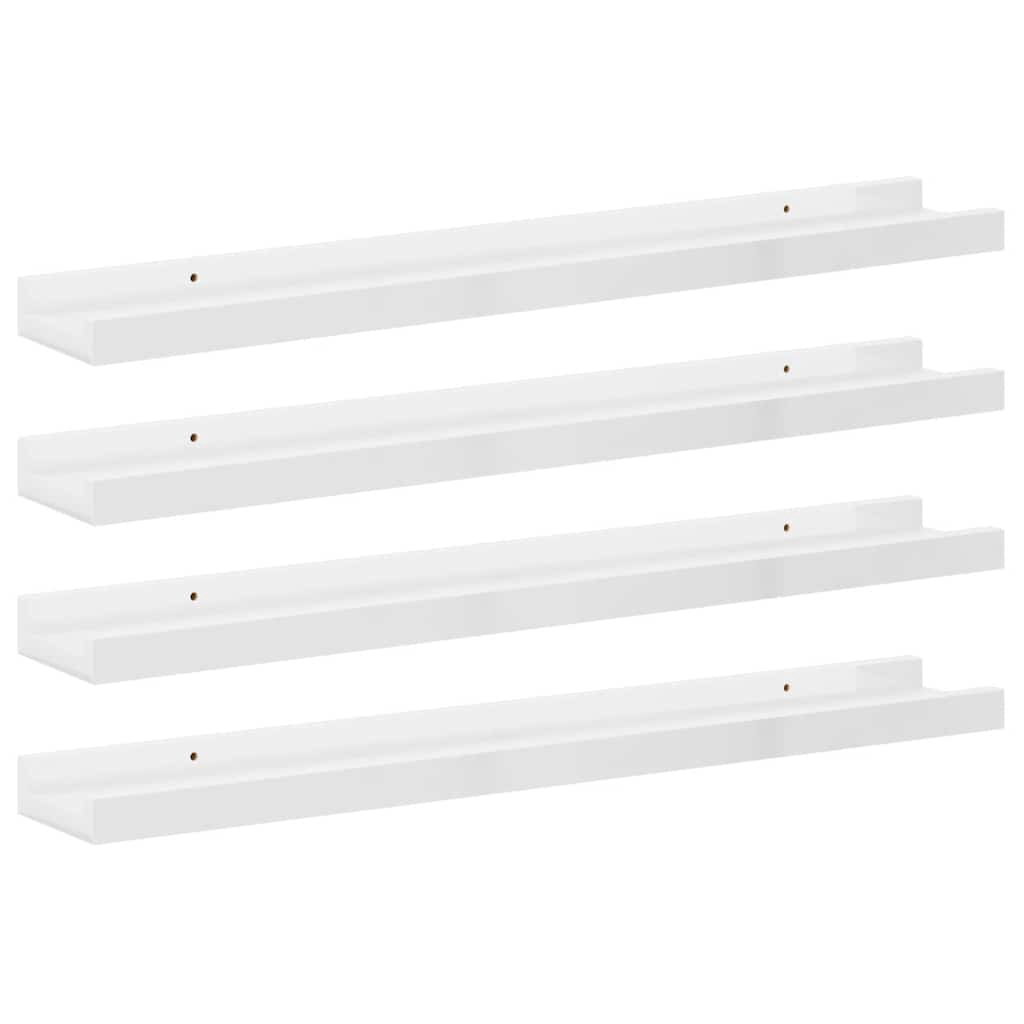 vidaXL Vägghyllor 4 st vit högglans 60x9x3 cm
