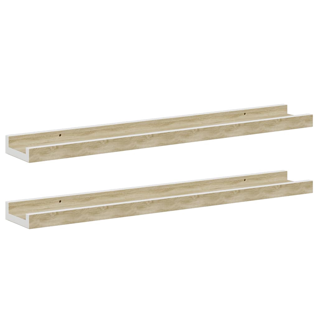 vidaXL Vägghyllor 2 st vit och sonoma-ek 60x9x3 cm