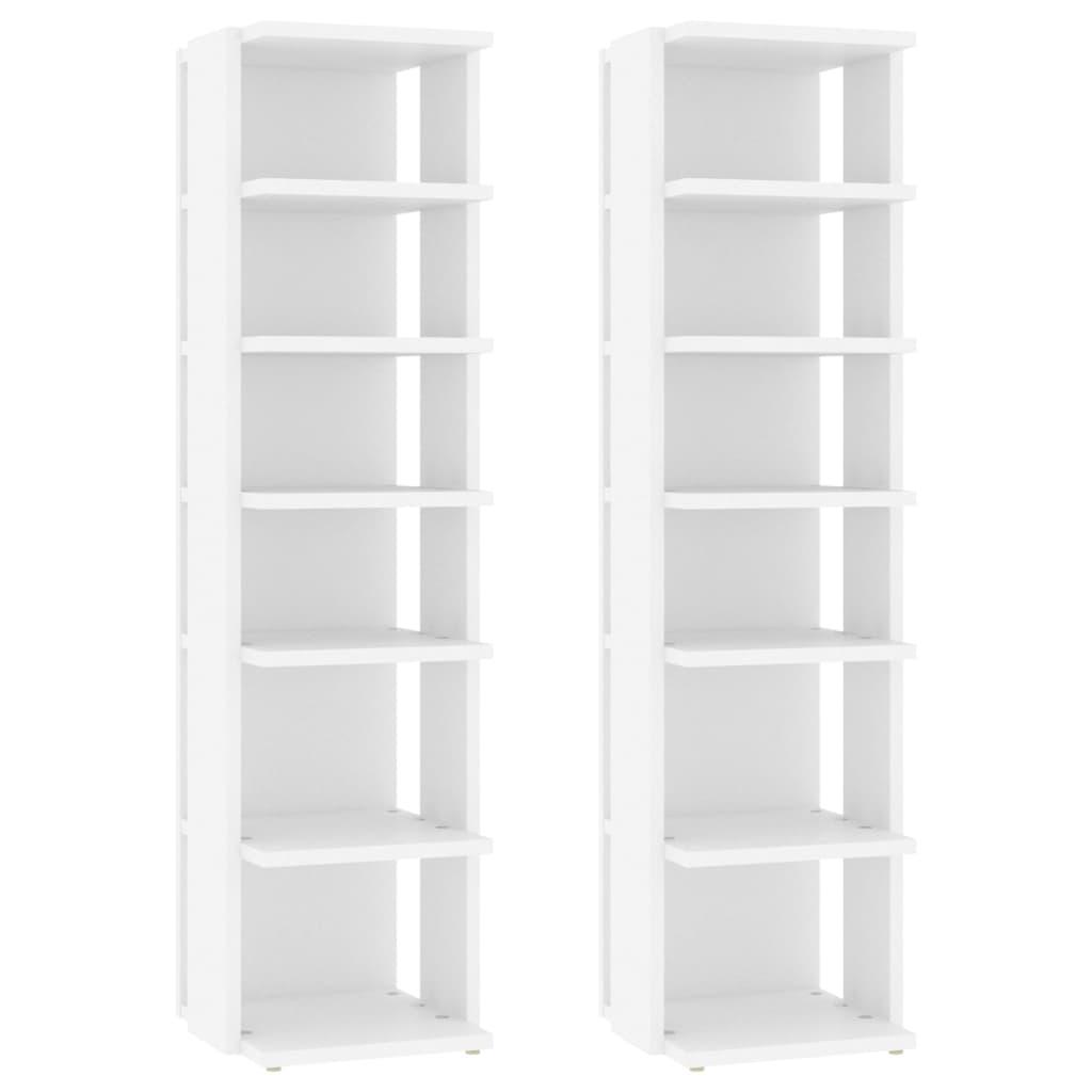 vidaXL Skohyllor 2 st vit 25x27x102 cm spånskiva
