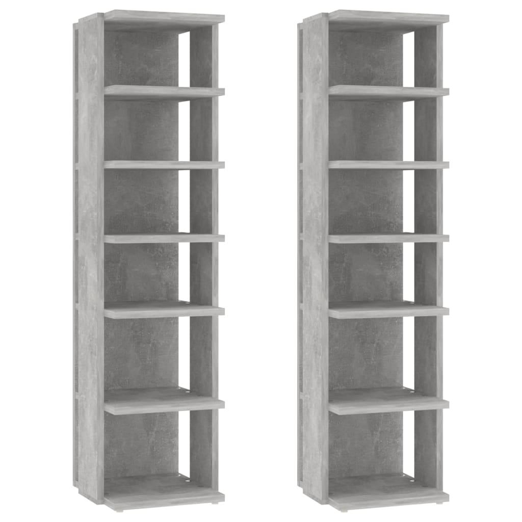vidaXL Skohyllor 2 st betonggrå 25x27x102 cm