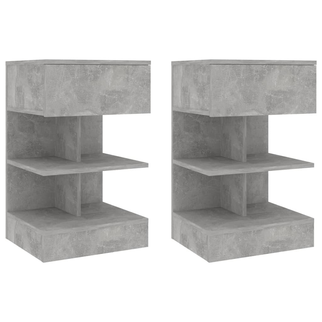 vidaXL Sängbord 2 st betonggrå 40x35x65 cm
