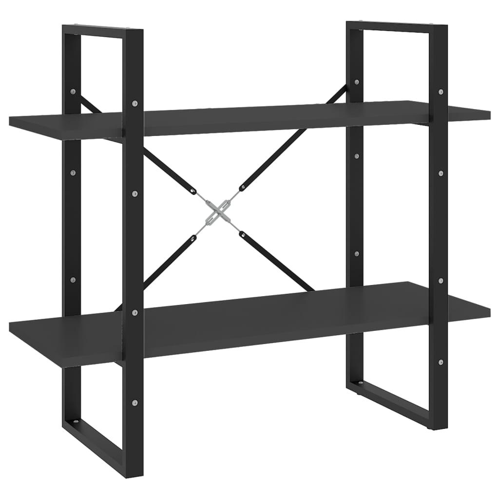 vidaXL Bokhylla 2 hyllplan grå 80x30x70 cm konstruerat trä