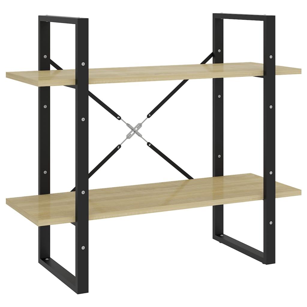 vidaXL Bokhylla 2 hyllor sonoma-ek 80x30x70 cm konstruerat trä