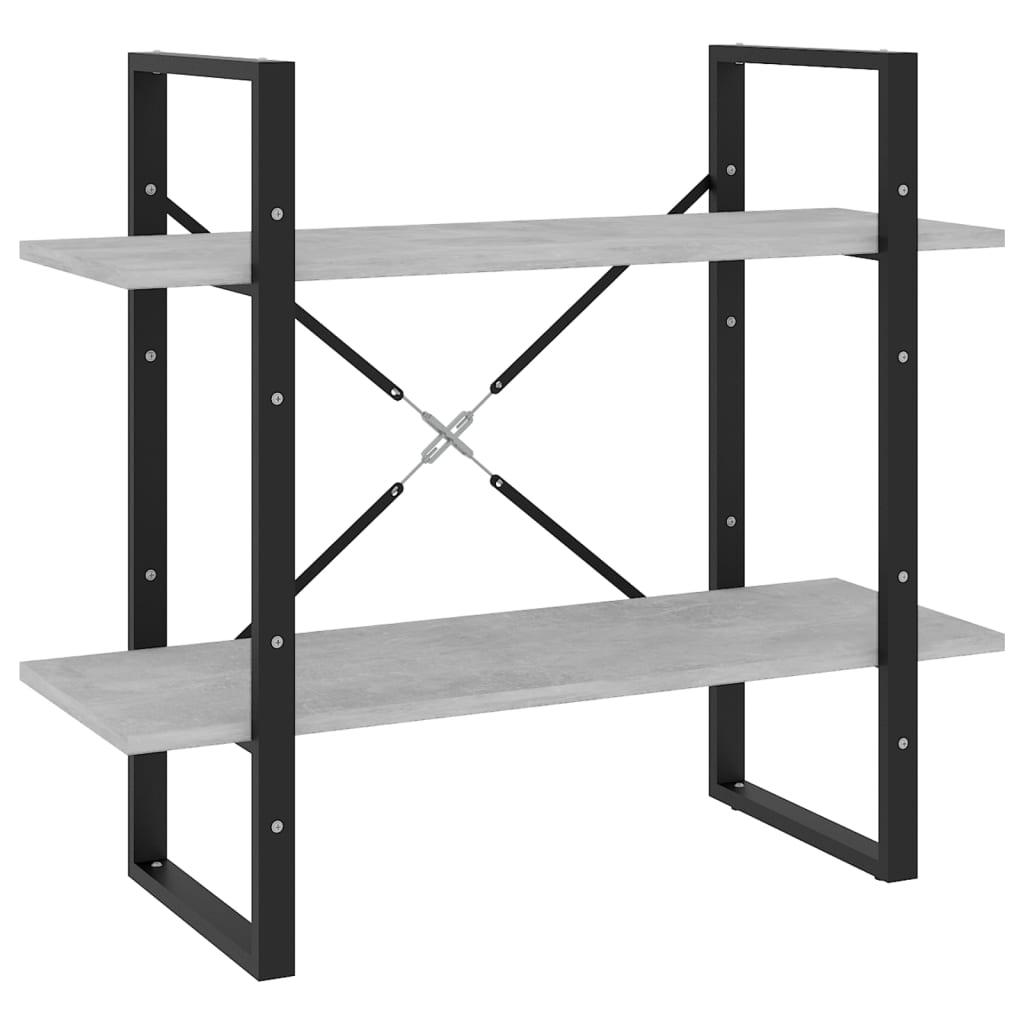 vidaXL Bokhylla 2 hyllor betonggrå 80x30x70 cm konstruerat trä