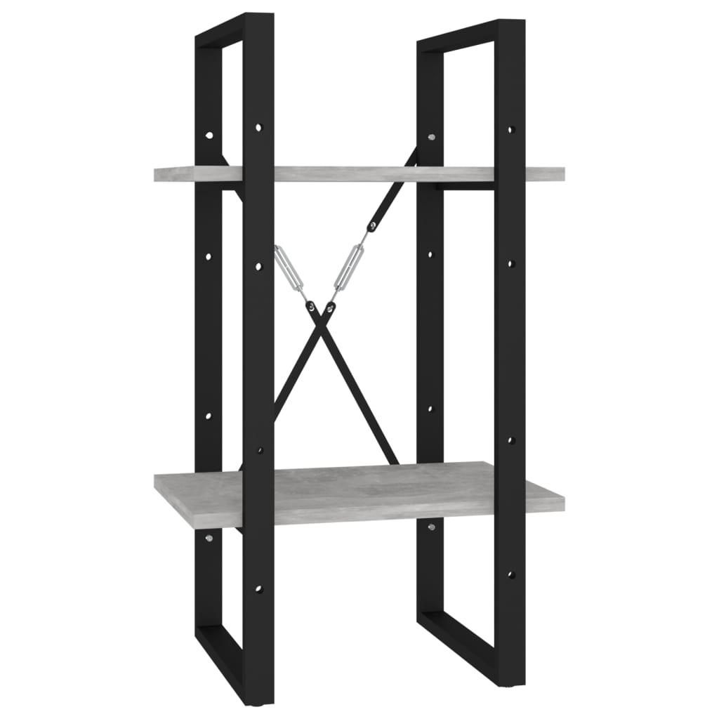 vidaXL Bokhylla 2 hyllplan betonggrå 40x30x70 cm spånskiva