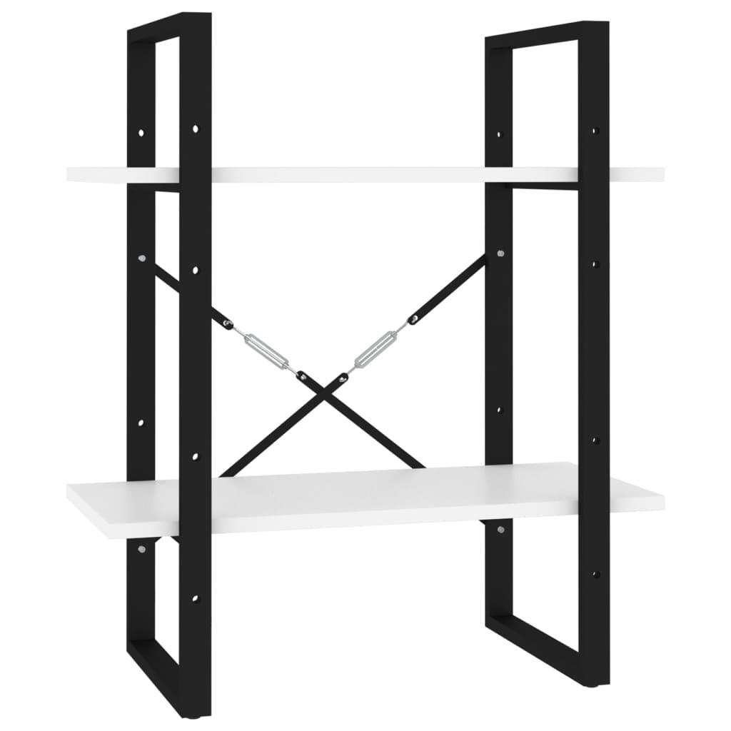 vidaXL Bokhylla 2 hyllplan vit 60x30x70 cm konstruerat trä