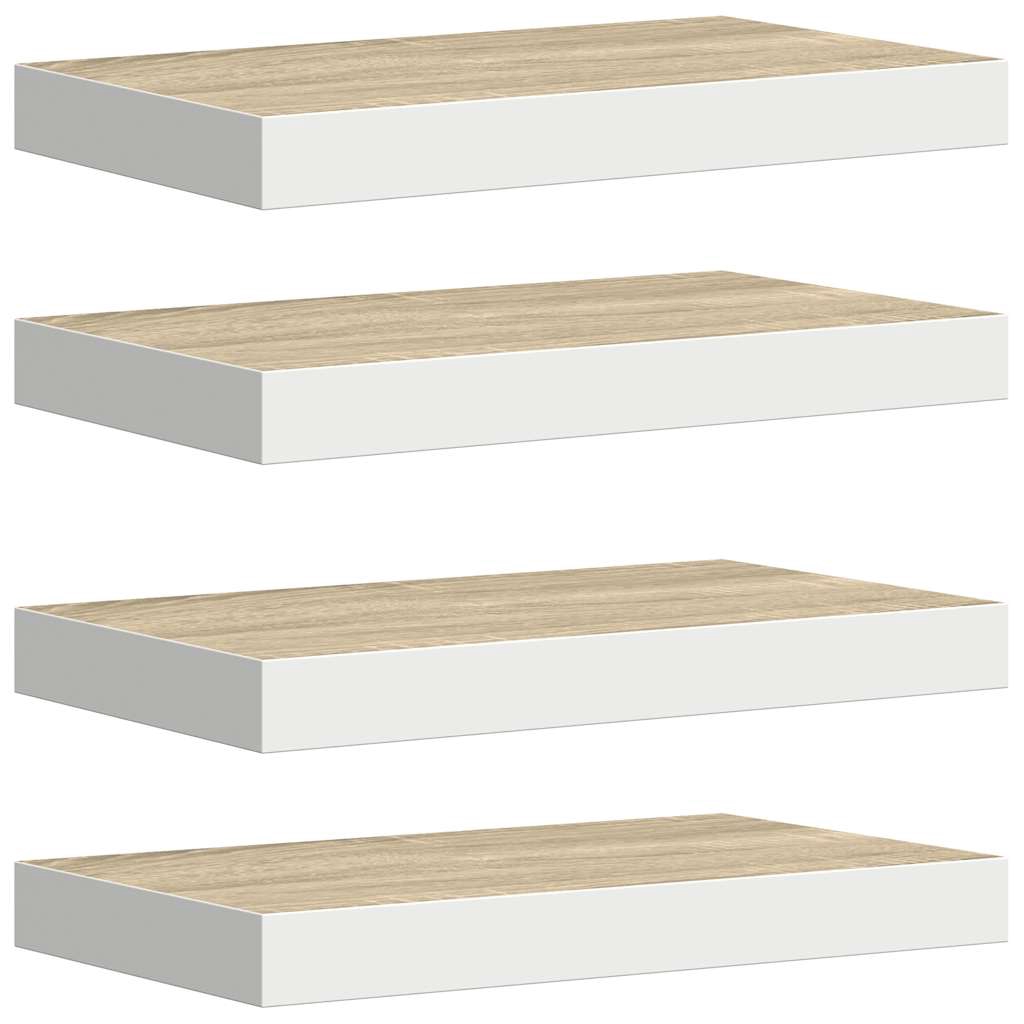 vidaXL Svävande vägghyllor 4 st ek och vit 40x23x3,8 cm MDF