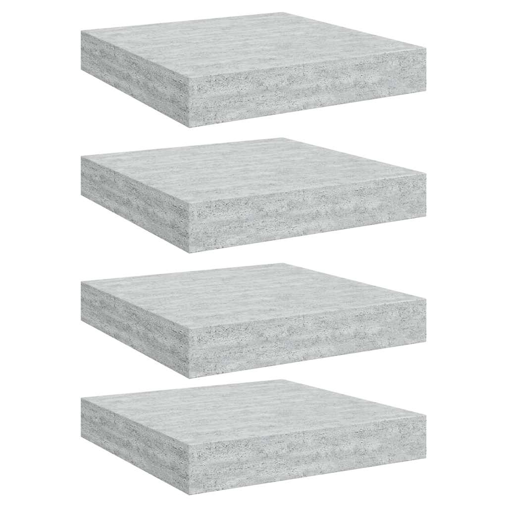 vidaXL Svävande vägghyllor 4 st betonggrå 23x23,5x3,8 cm MDF