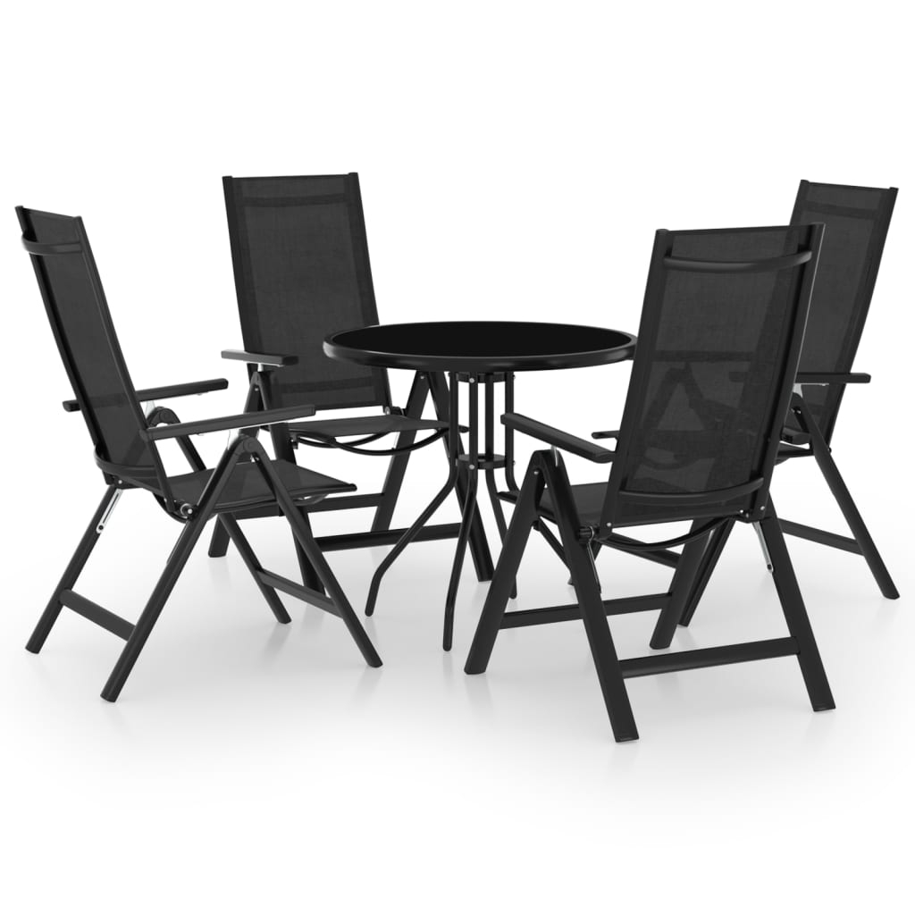 vidaXL Caféset 5 delar svart och