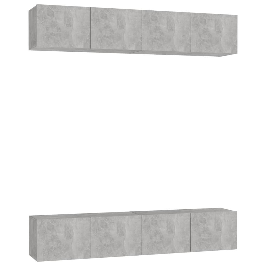 vidaXL TV-skåp 4 st betonggrå 80x30x30 cm spånskiva