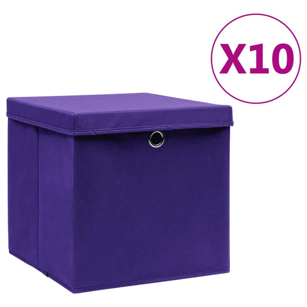 vidaXL Förvaringslådor med lock 10 st 28x28x28 cm