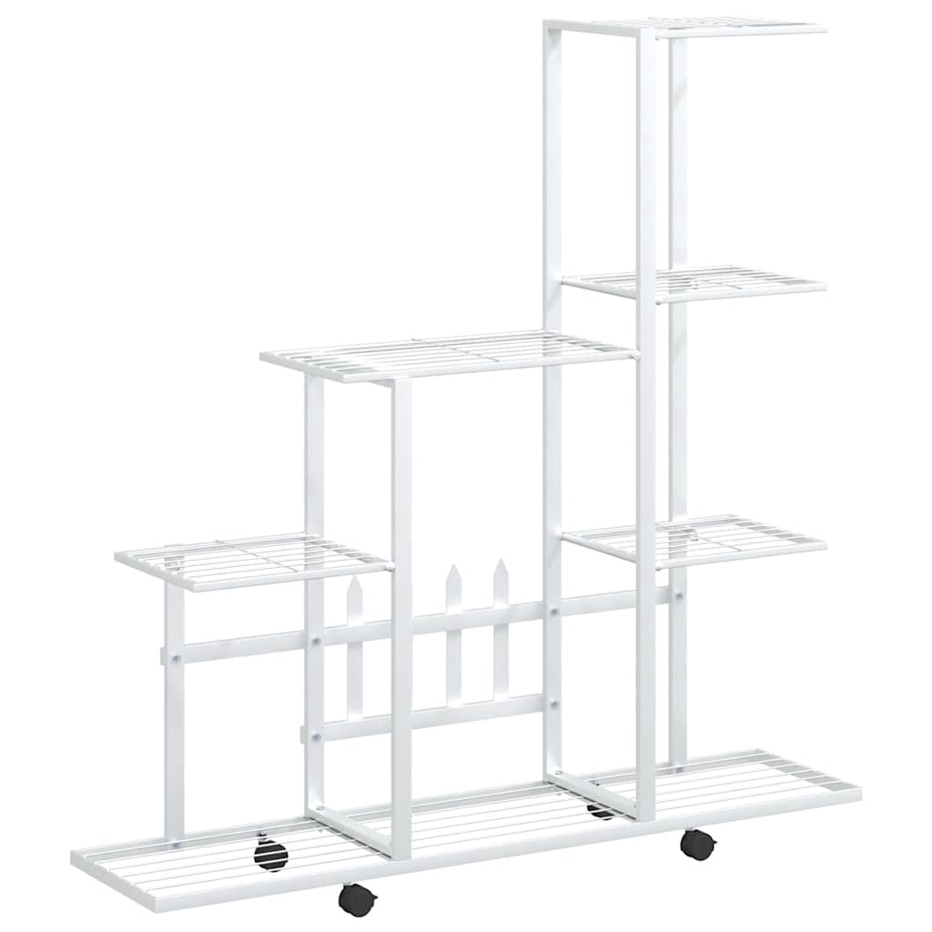 vidaXL Växtställ på hjul 94,5x25x92,5 cm vit metall