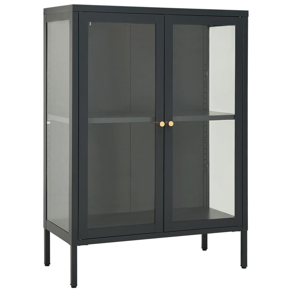 vidaXL Skänk antracit 75x35x105 cm stål och glas