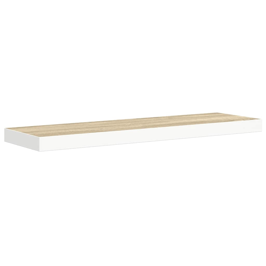 vidaXL Svävande vägghylla ek och vit 80x23,5x3,8 cm MDF