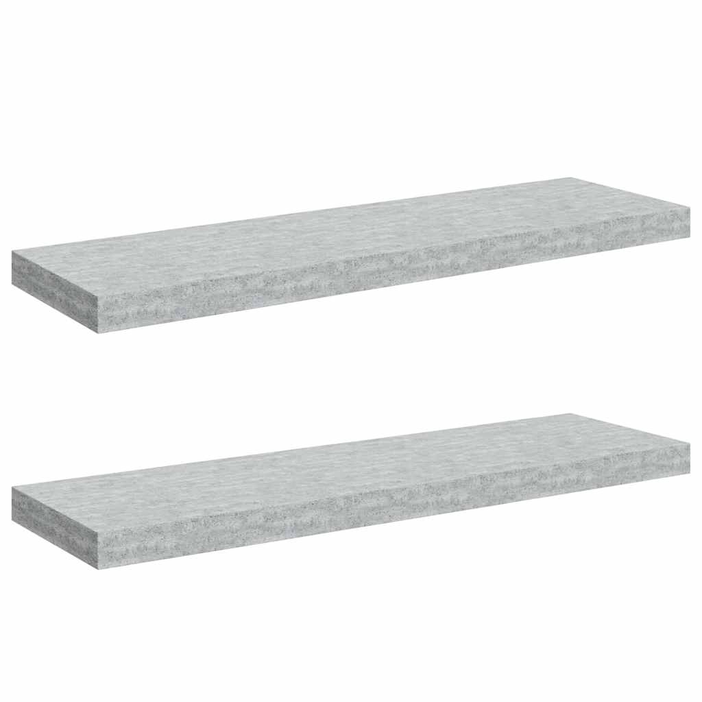 vidaXL Svävande vägghyllor 2 st betonggrå 80x23,5x3,8 cm MDF
