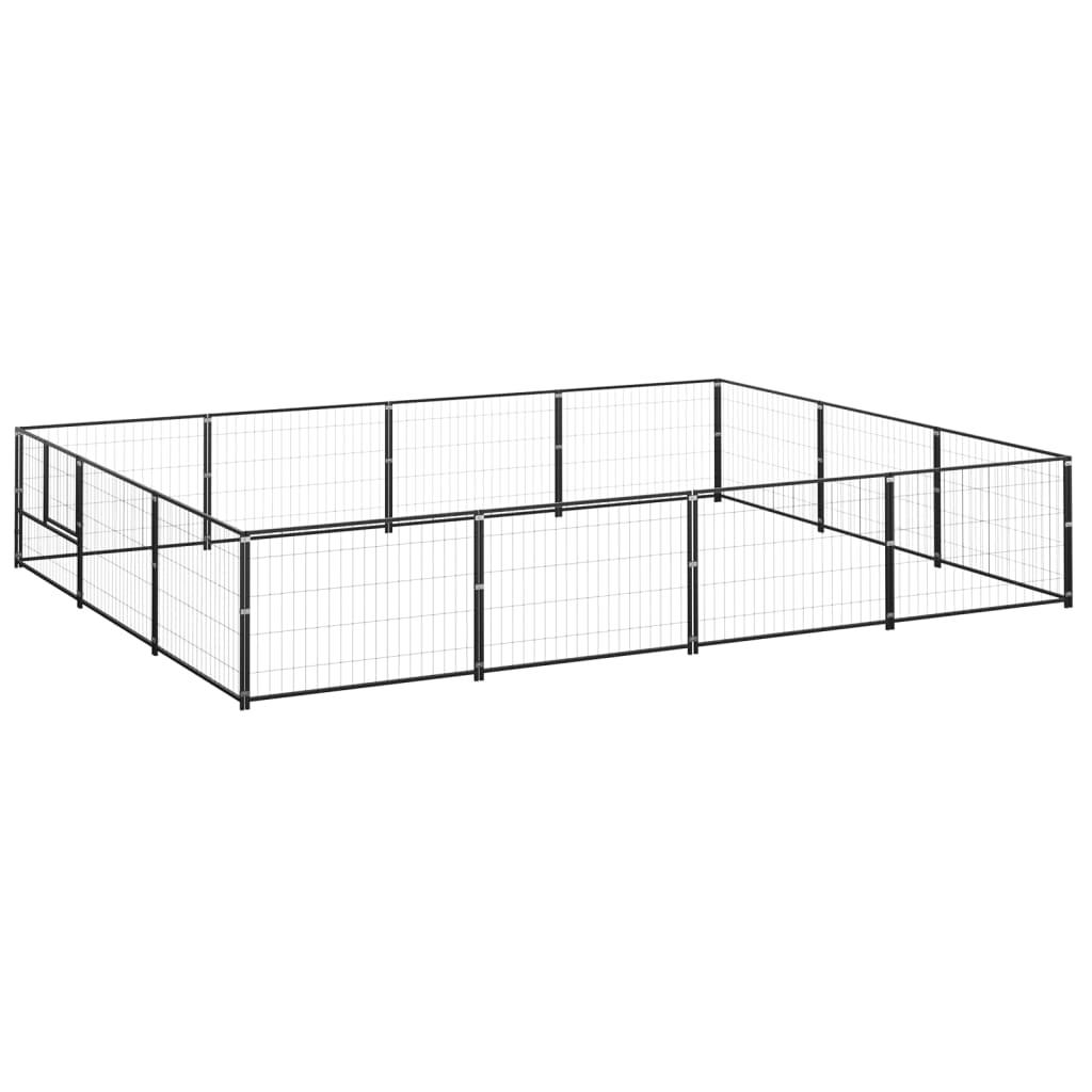 vidaXL Hundgård svart 12 m² stål