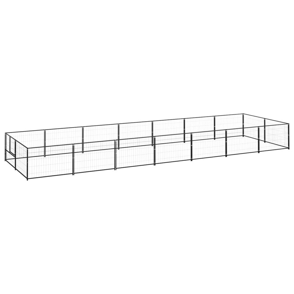 vidaXL Hundgård svart 14 m² stål