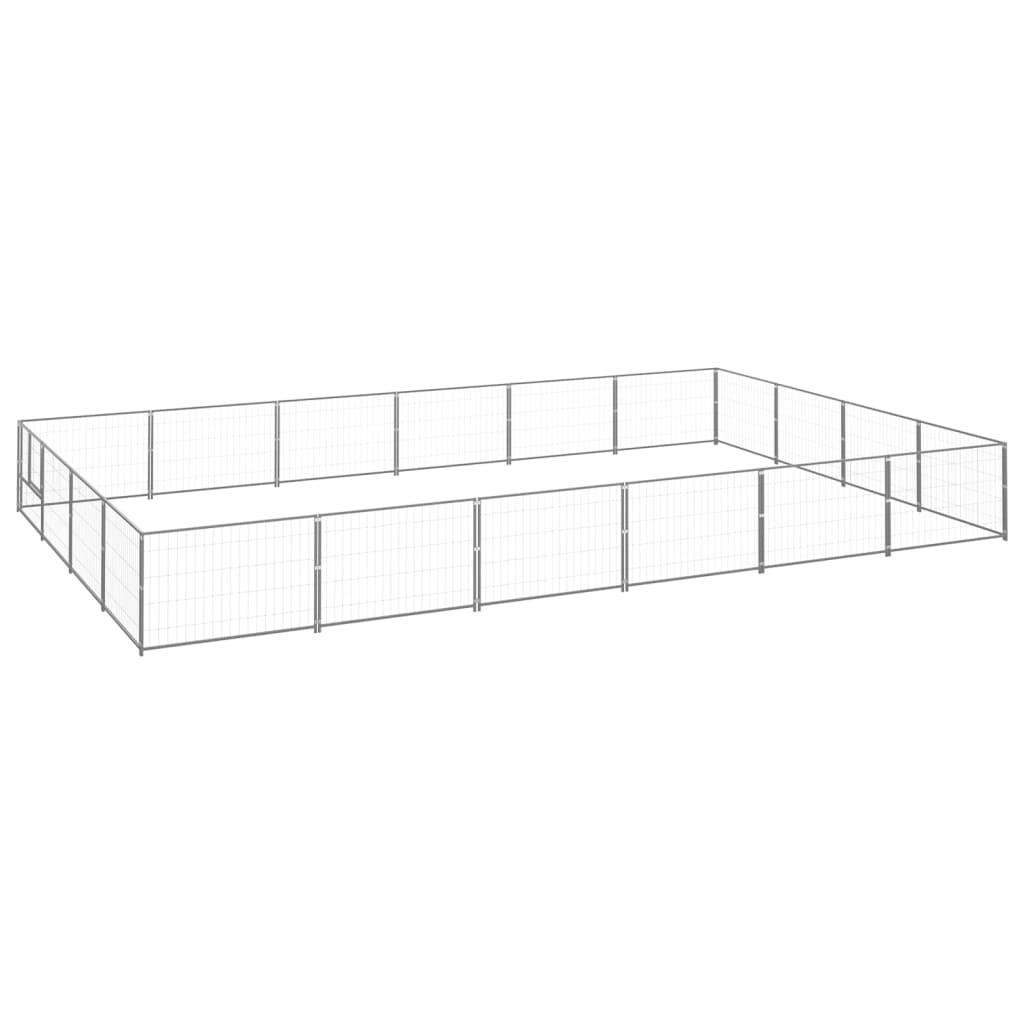 vidaXL Hundgård silver 24 m² stål