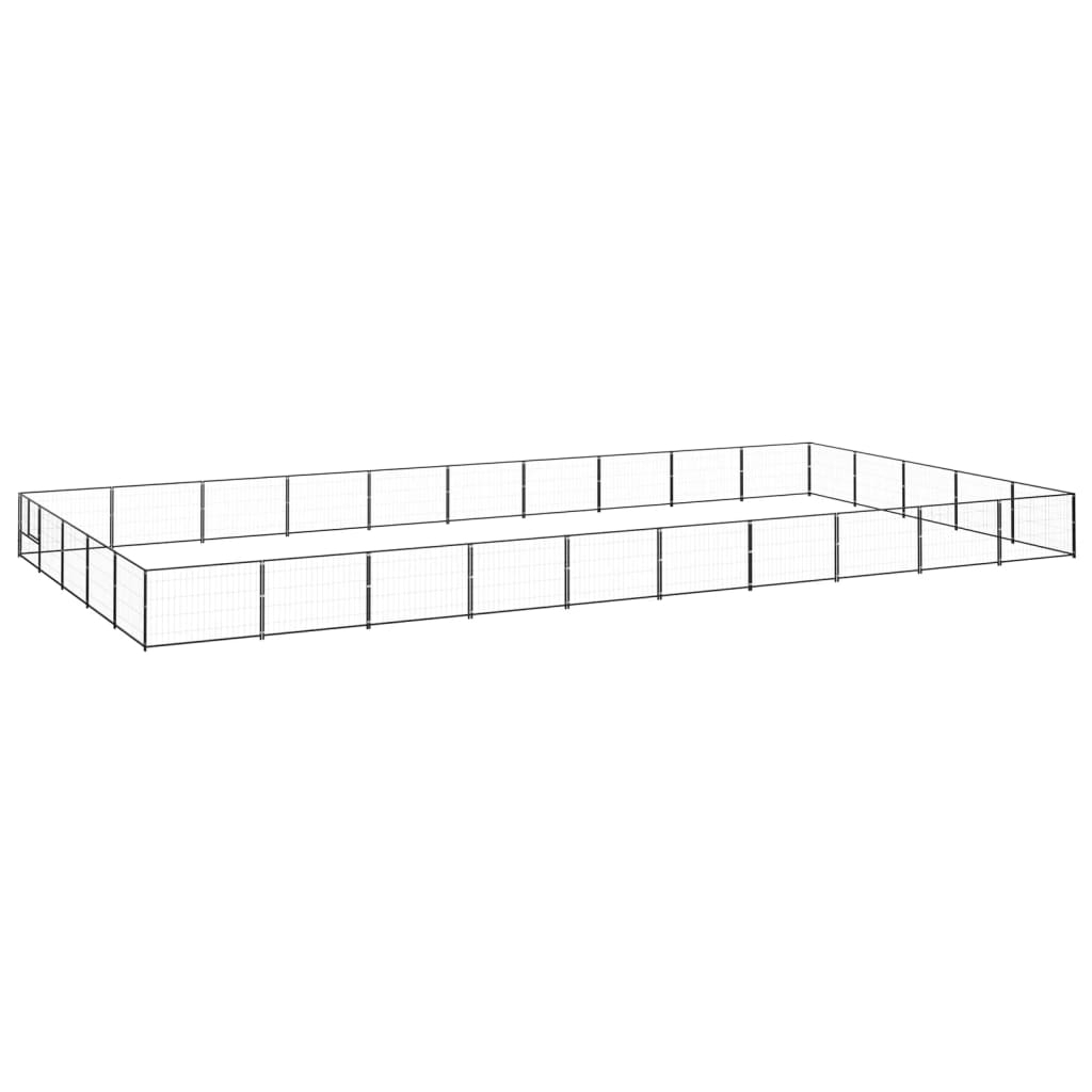 vidaXL Hundgård svart 50 m² stål