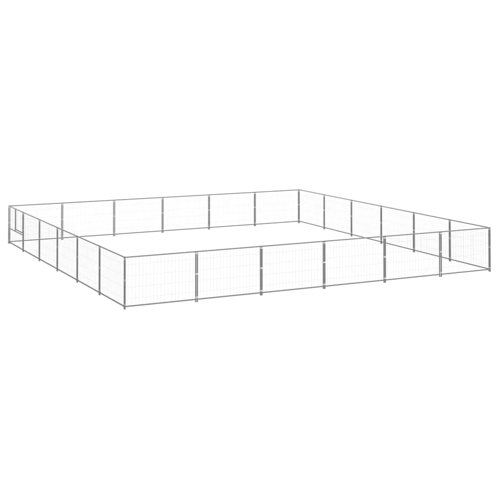 vidaXL Hundgård silver 36 m² stål