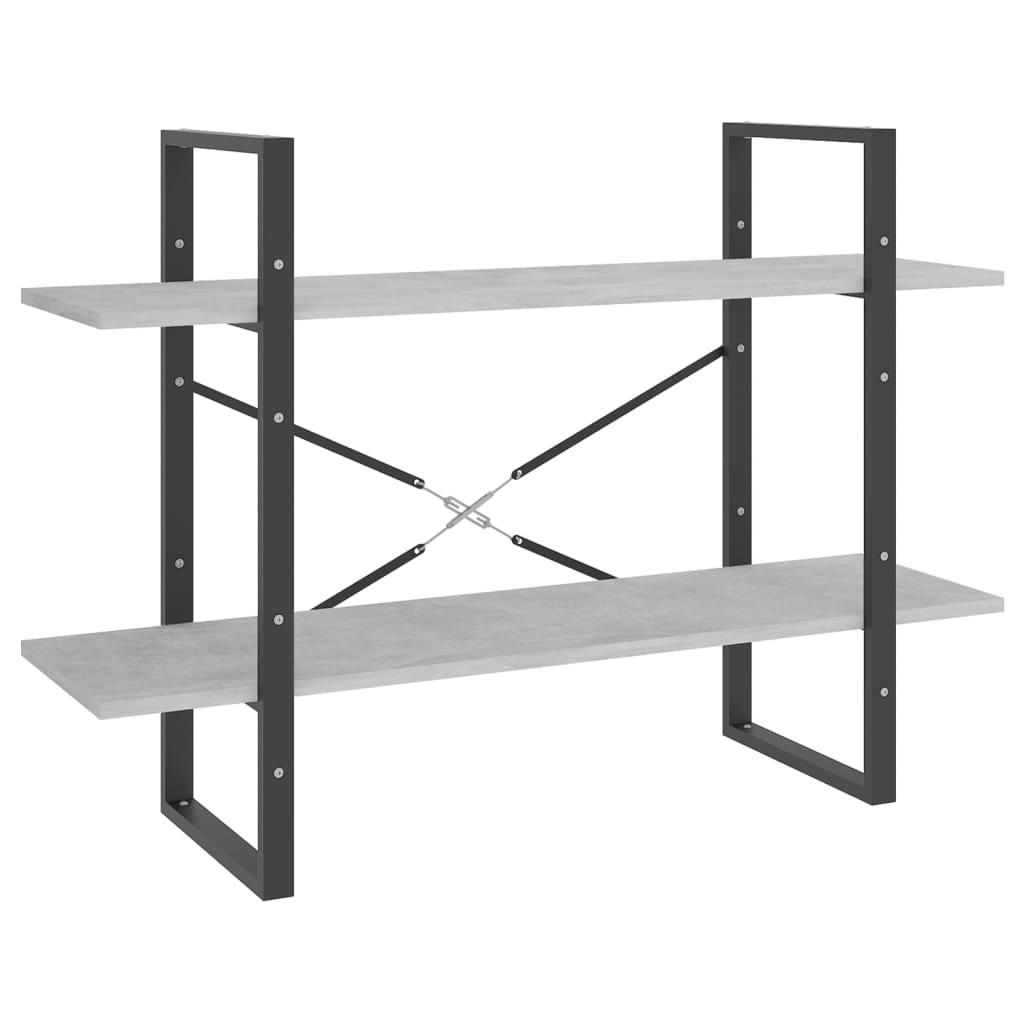 vidaXL Bokhylla 2 hyllor betonggrå 100x30x70 cm konstruerat trä