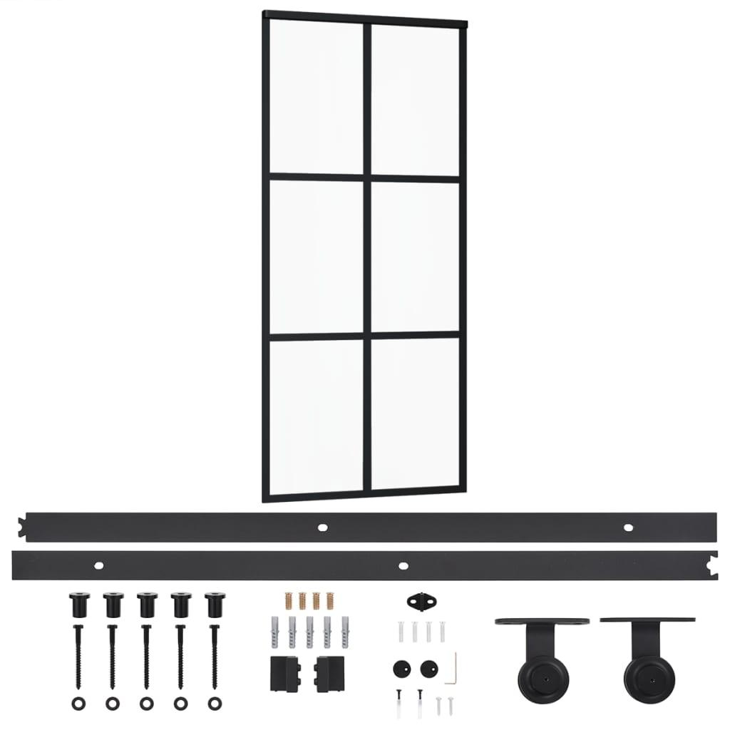 vidaXL Skjutdörr med beslagset ESG glas och aluminium 90x205 cm