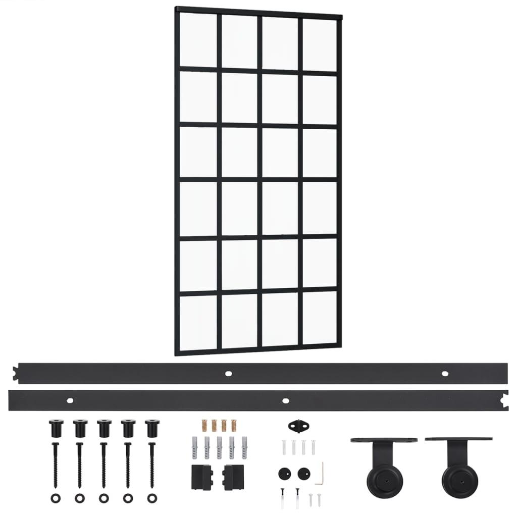 vidaXL Skjutdörr med beslagset ESG glas och aluminium 102x205 cm