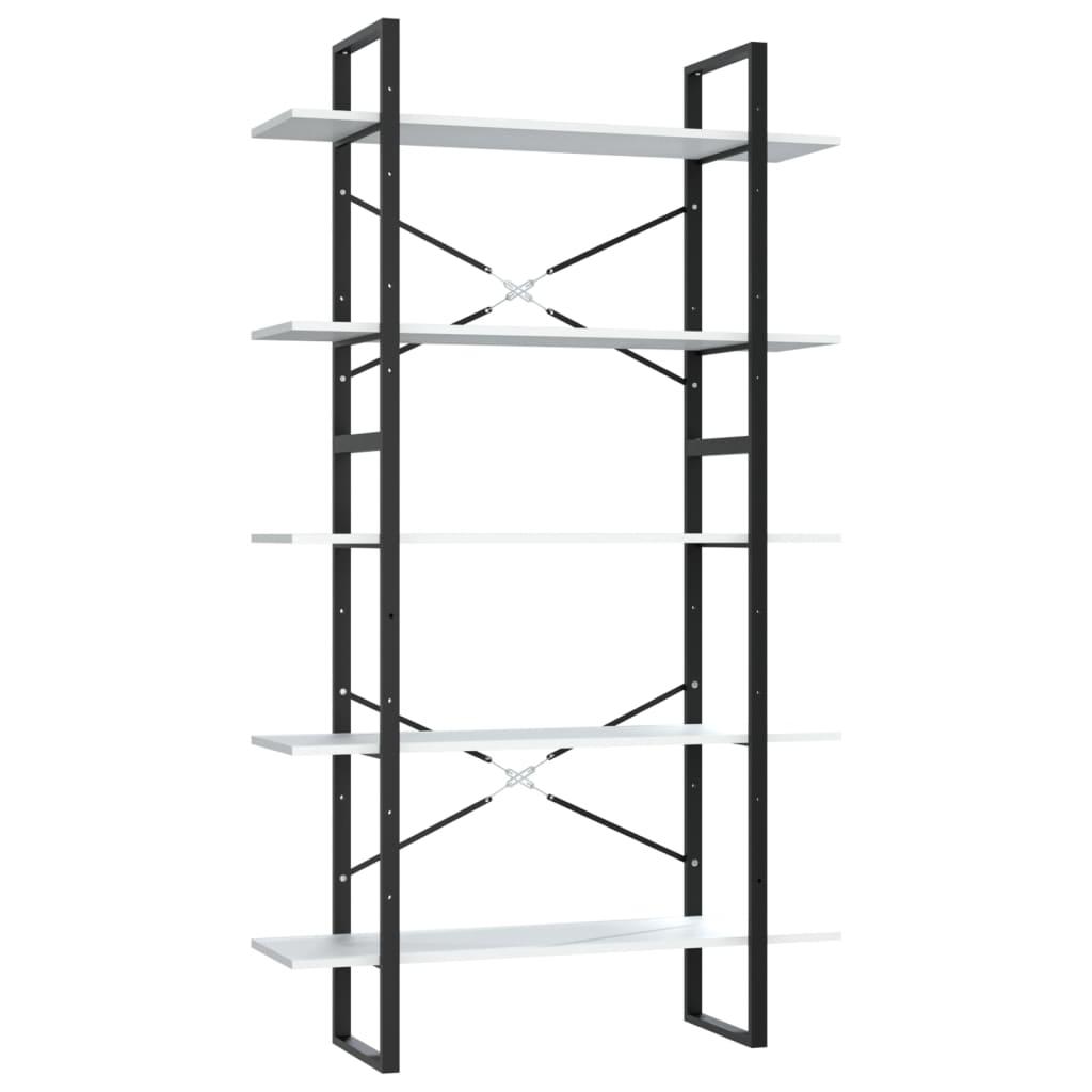 vidaXL Bokhylla 5 hyllplan vit 100x30x175 cm konstruerat trä