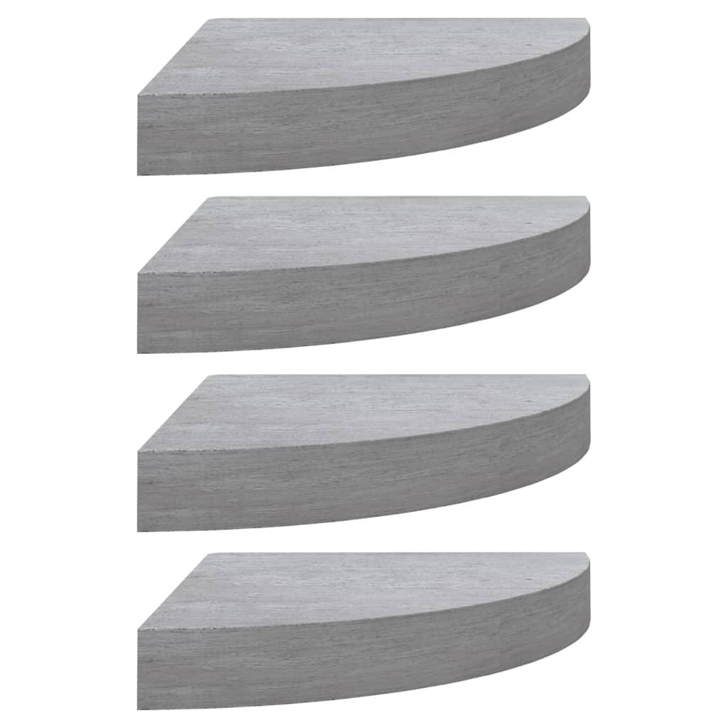 vidaXL Svävande hörnhyllor 4 st betonggrå 35x35x3,8 cm MDF