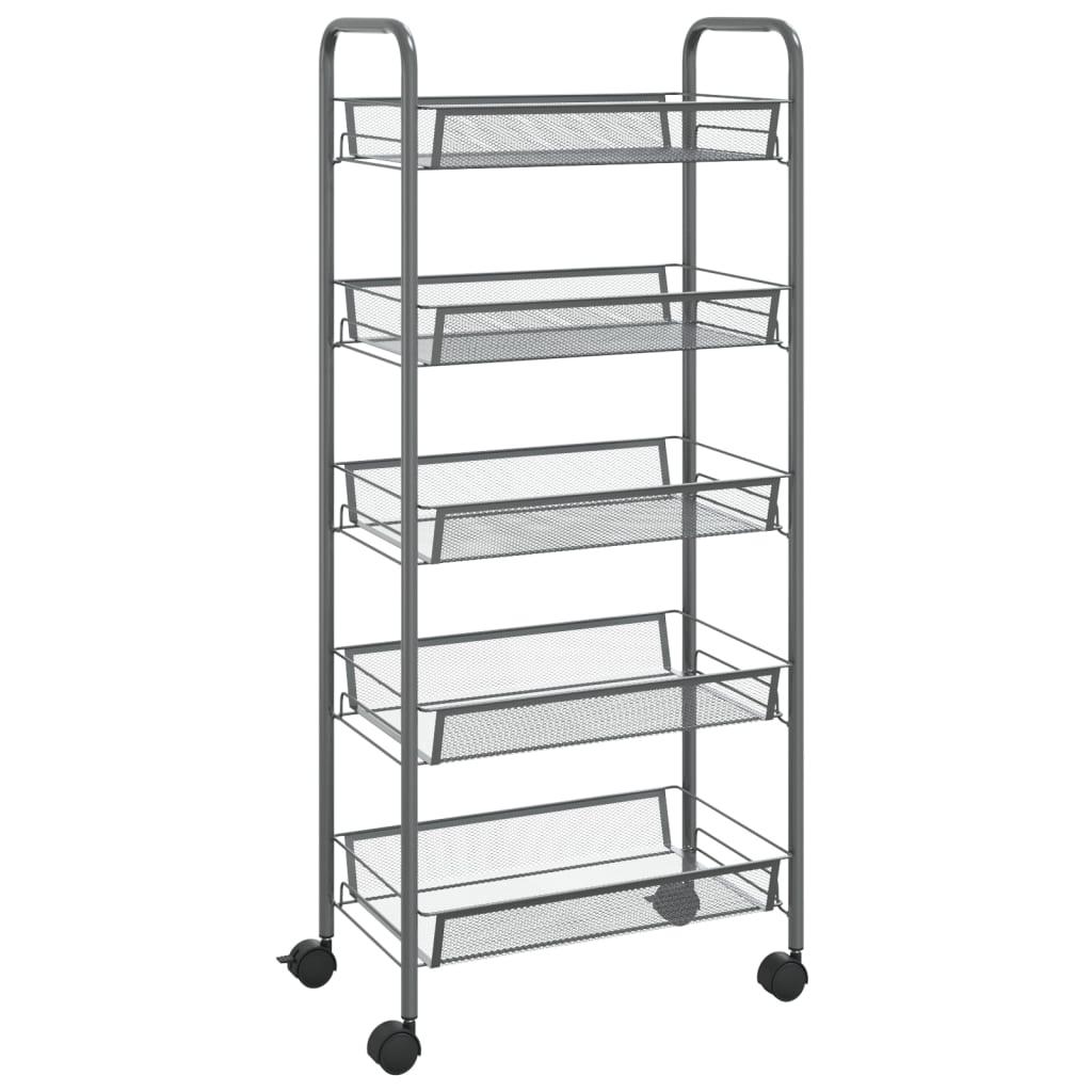 vidaXL Rullvagn 5 våningar grå 46x26x105 cm järn