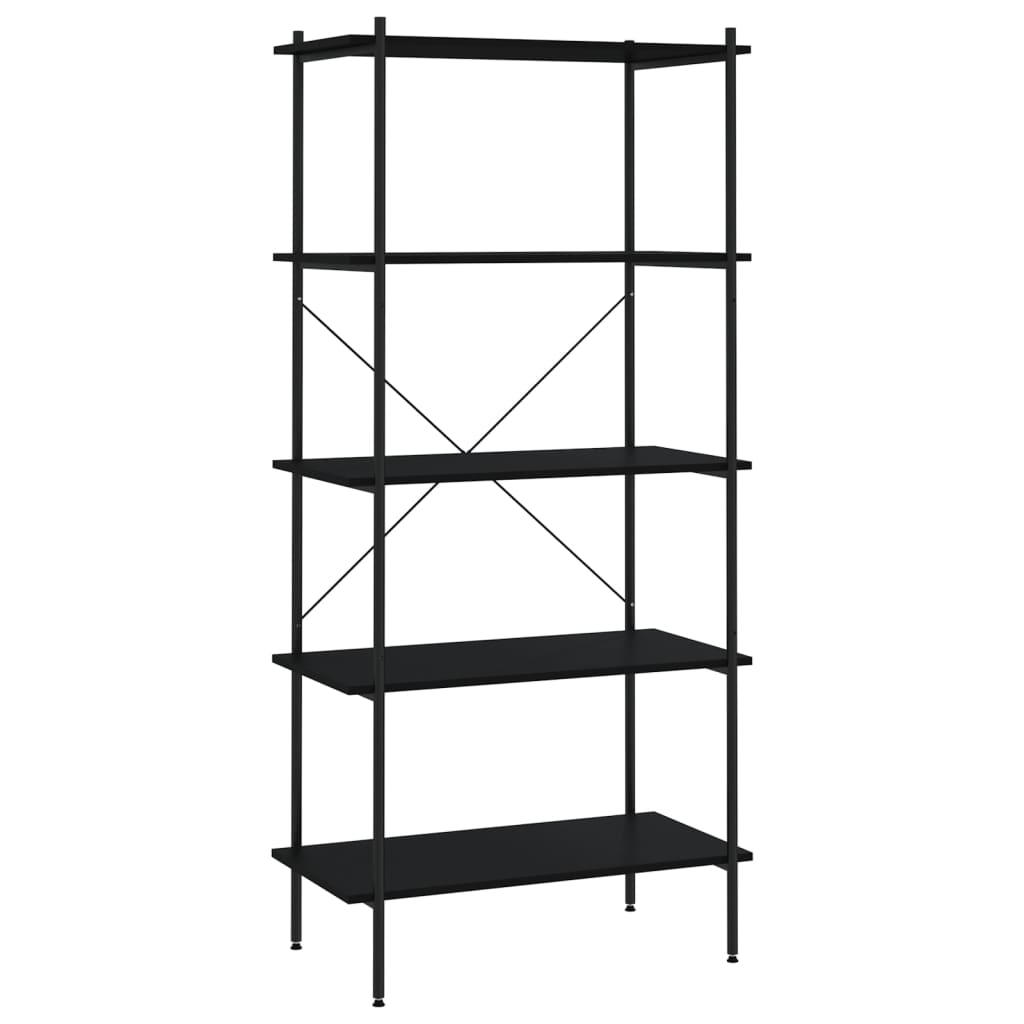 vidaXL Hyllenhet med 5 hyllplan svart 80x40x163 cm