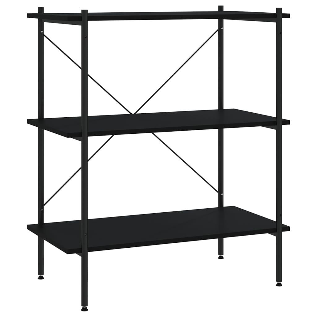 vidaXL Hyllenhet med 3 hyllplan svart 80x40x92 cm