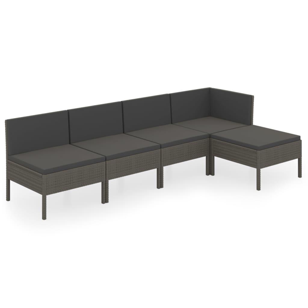 vidaXL Loungegrupp med dynor 5 delar konstrotting
