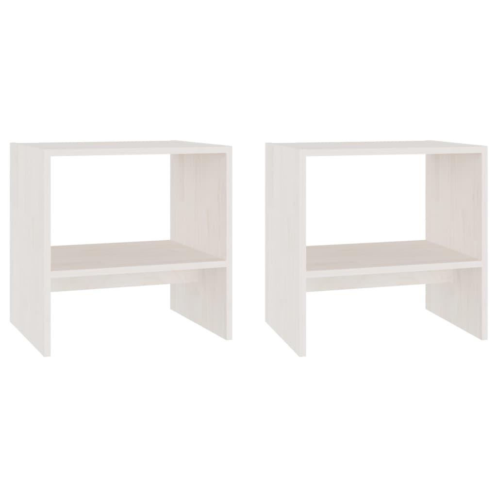 vidaXL Sängbord 2 st vit 40x30,5x40 cm massiv furu