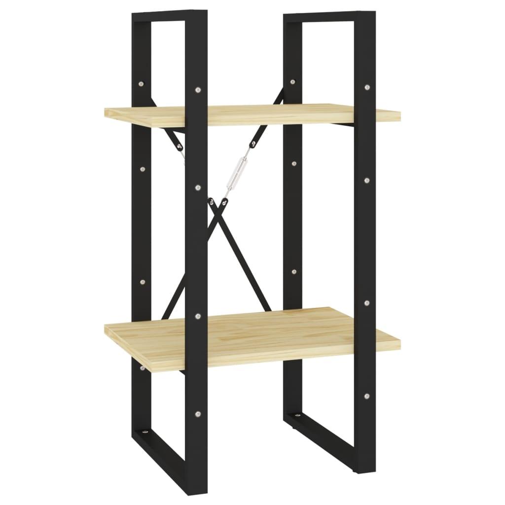vidaXL Bokhylla 2 hyllplan 40x30x70 cm massiv furu