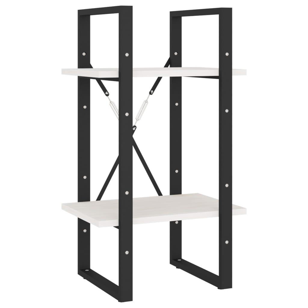 vidaXL Bokhylla 2 hyllplan vit 40x30x70 cm massiv furu