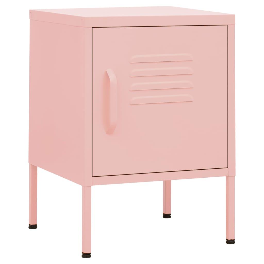 vidaXL Nattduksbord rosa 35x35x51 cm stål