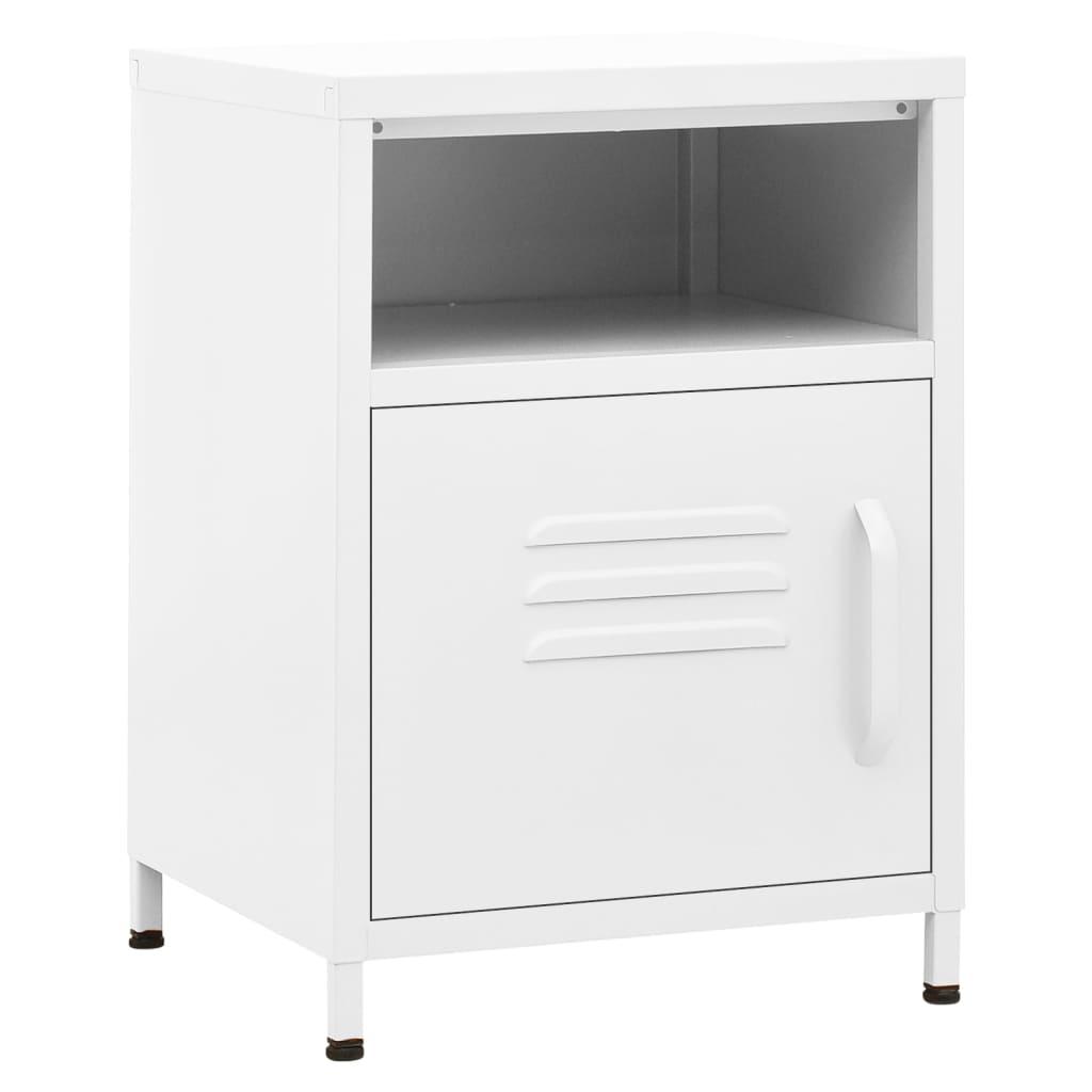 vidaXL Sängbord vit 35x35x51 cm stål