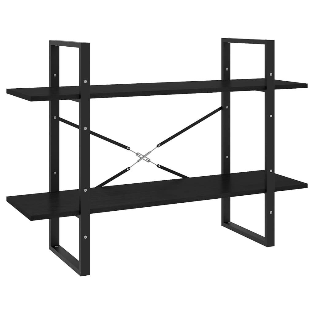 vidaXL Bokhylla 2 hyllplan svart 100x30x70 cm massiv furu