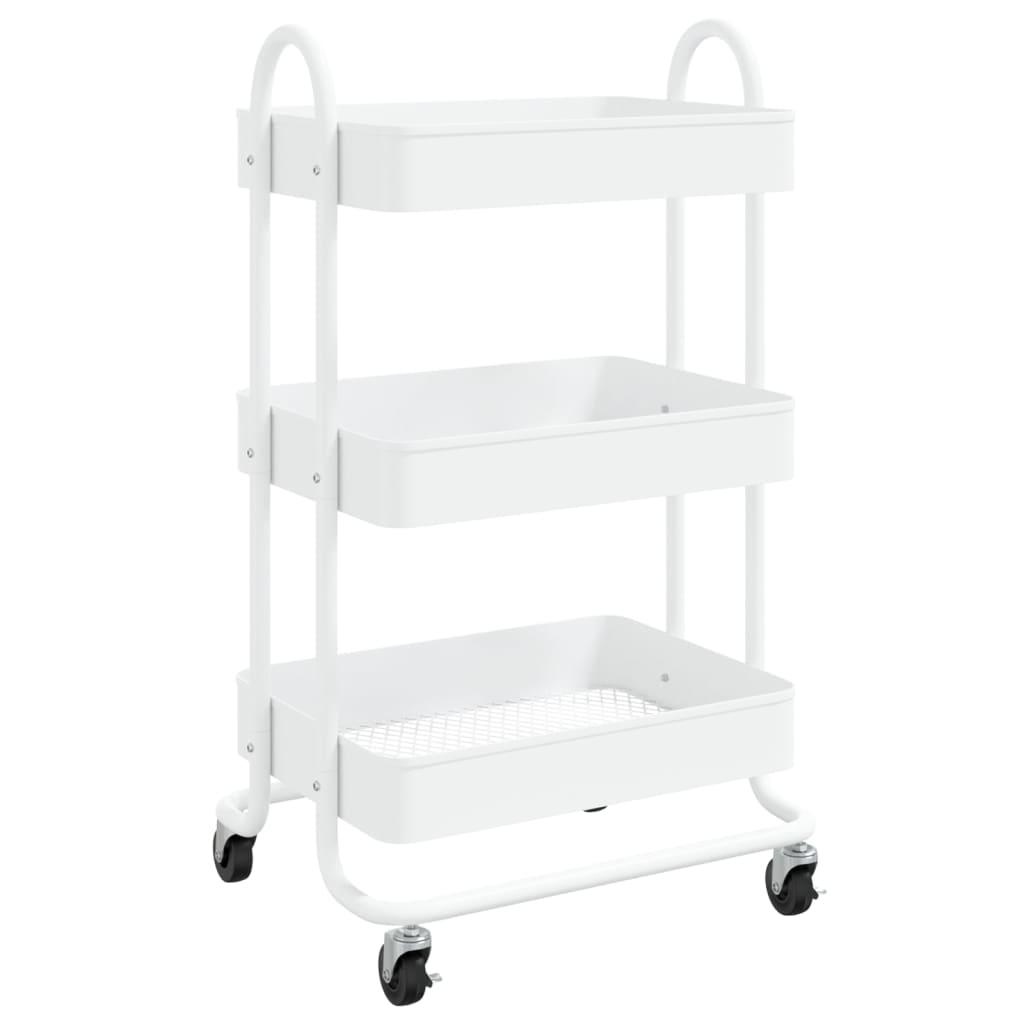 vidaXL vogn med 3 hylder 43x34x79 cm stål hvid