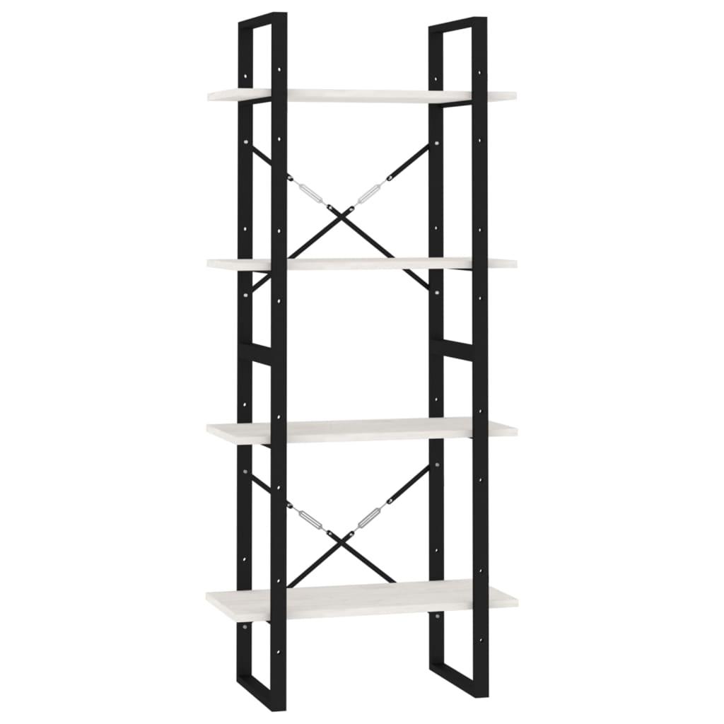 vidaXL Bokhylla 4 hyllplan vit 60x30x140 cm massiv furu