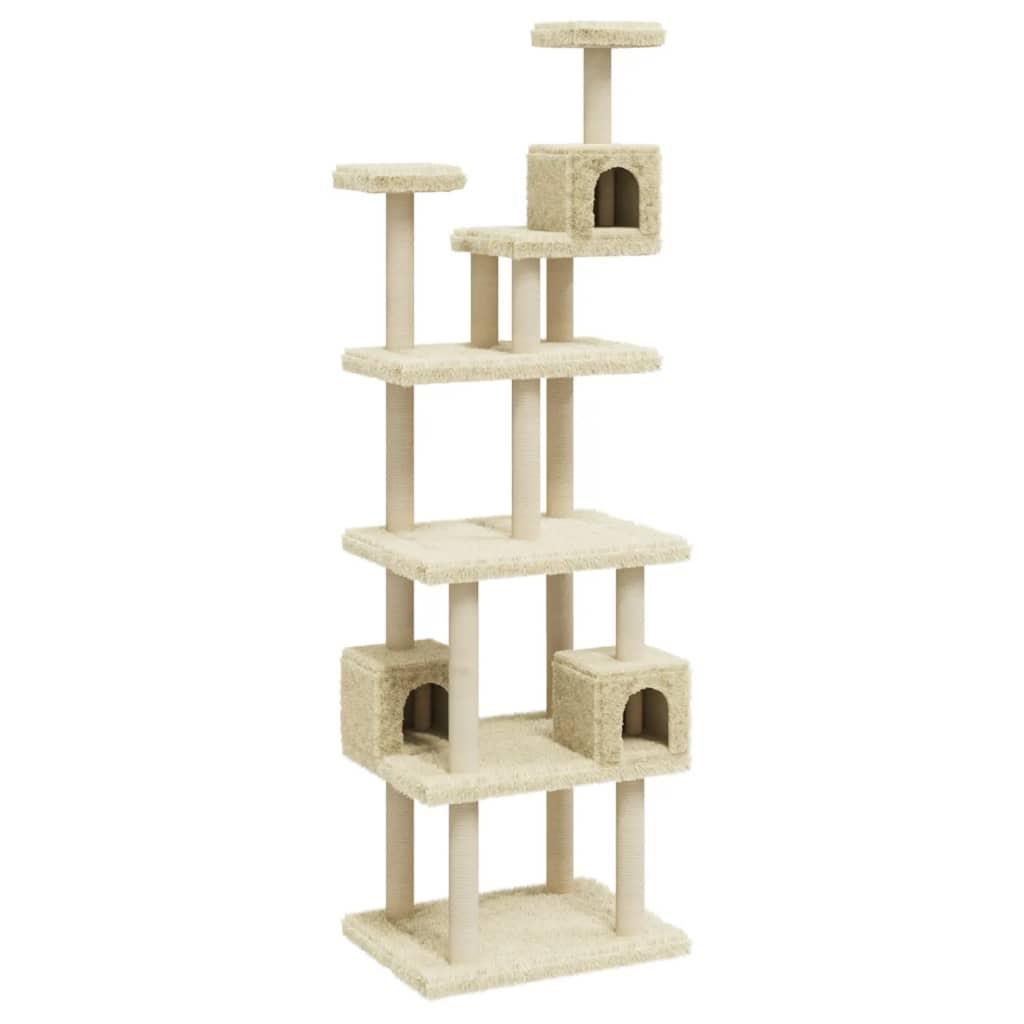 vidaXL Klösträd med klöspelare i sisal gräddvit 188 cm