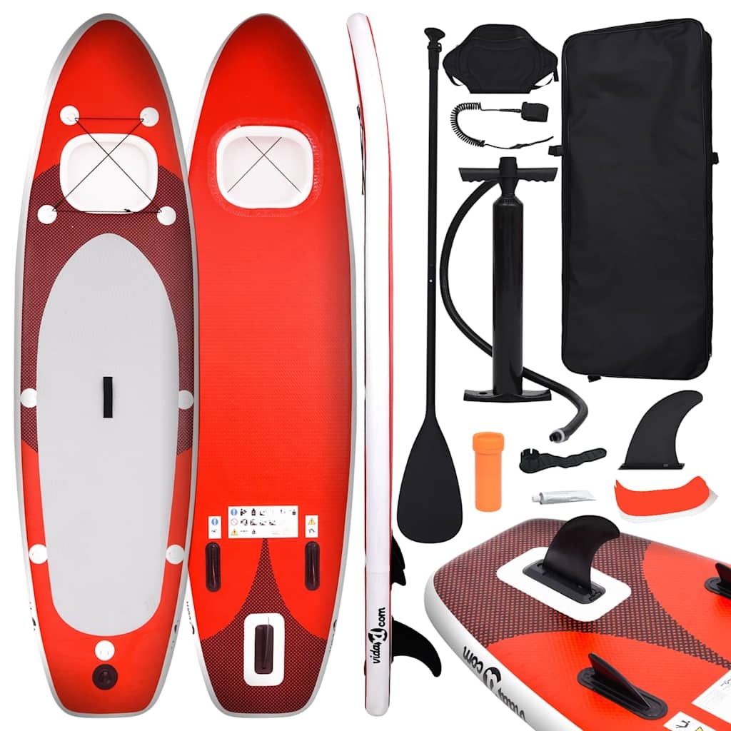 vidaXL Upplåsbar SUP-bräda set röd 330x76x10 cm