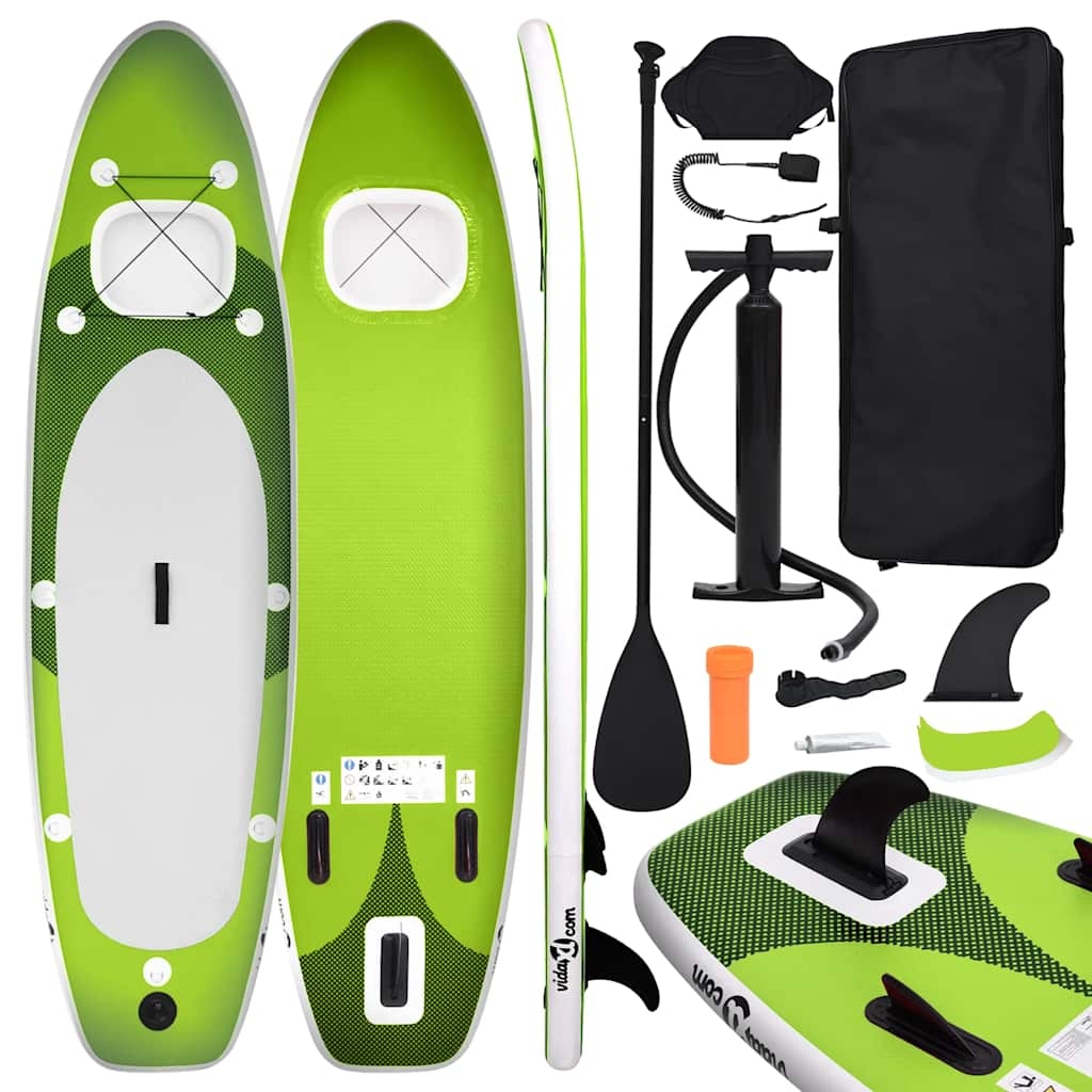 vidaXL Upplåsbar SUP-bräda set grön 360x81x10 cm