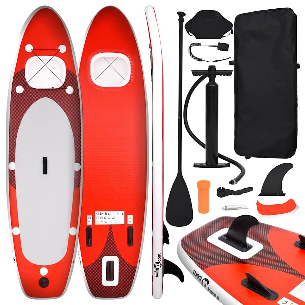 vidaXL Upplåsbar SUP-bräda set röd 300x76x10 cm
