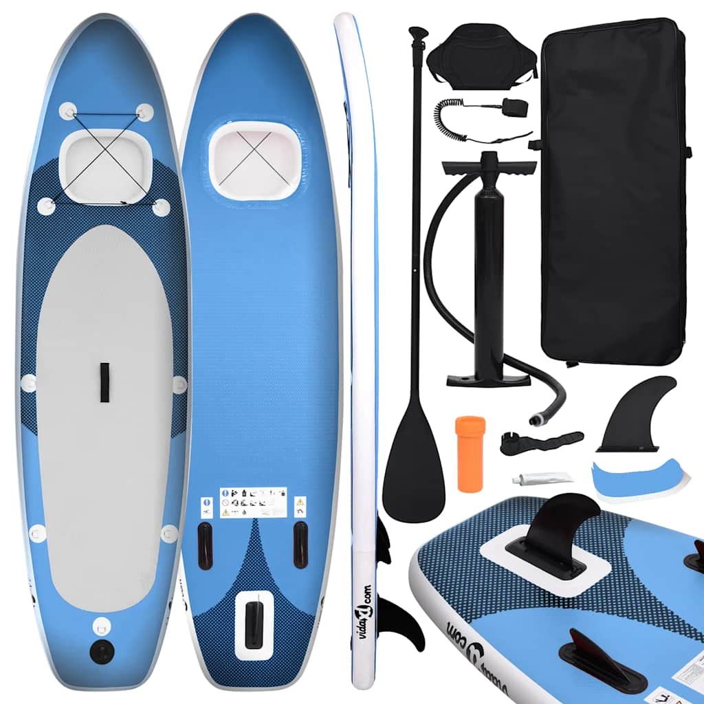 vidaXL Upplåsbar SUP-bräda set blå 360x81x10 cm