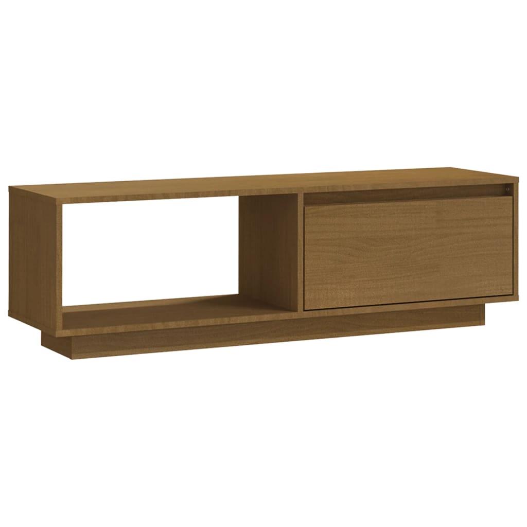 vidaXL TV-bänk honungsbrun 110x30x33,5 cm massiv furu