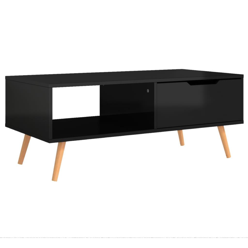 vidaXL Soffbord svart högglansig 100x49,5x43 cm spånskiva